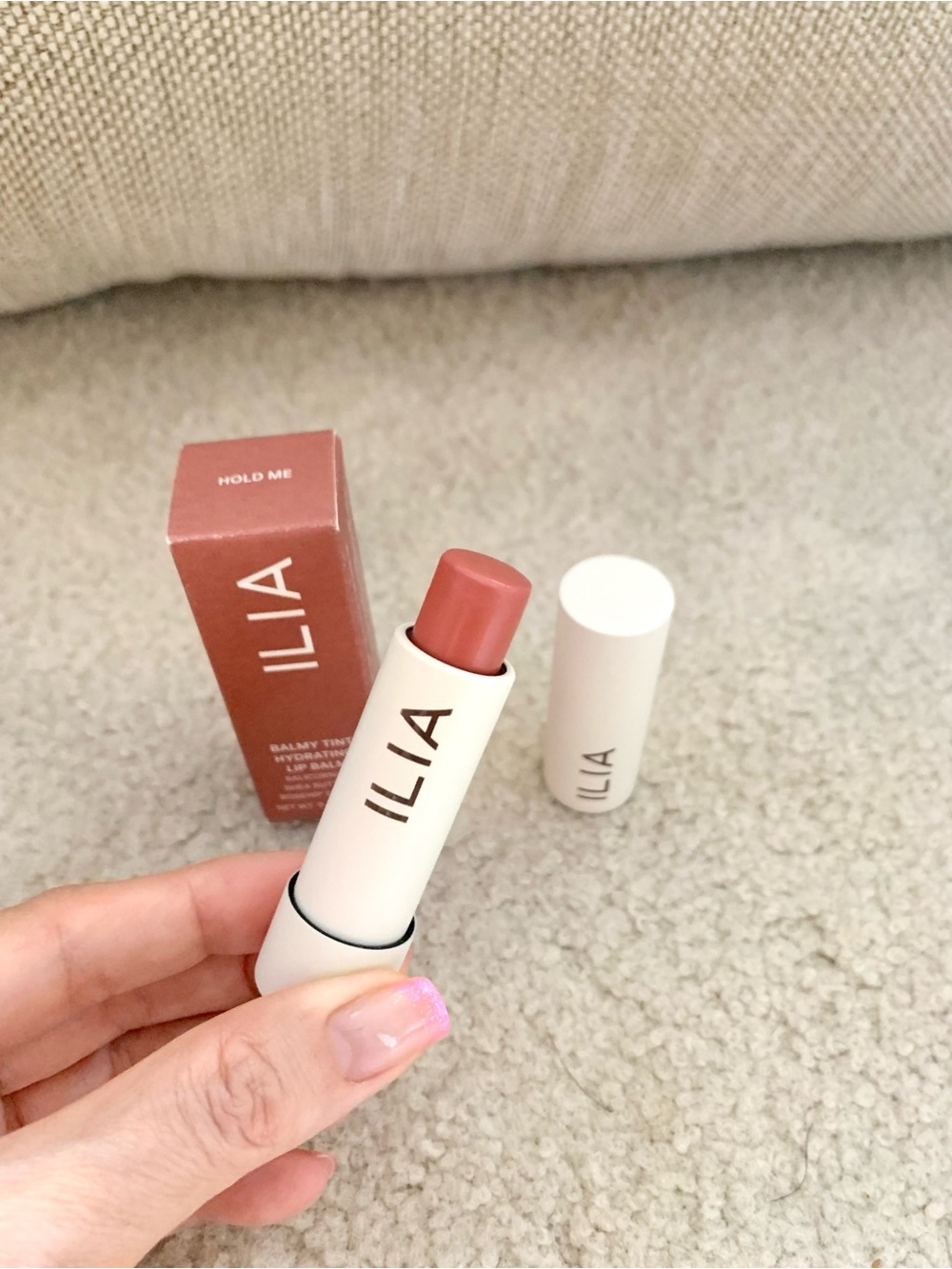 ILIA Balmy Tint Hydrating Lip Balm, Hold Me (Warm Peachy Nude), lipstick